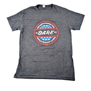 D.A.R.E Fruit of the Loom Gray Graphic Short Sleeve Crewneck T-Shirt 1983 Size M
